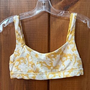 Yellow and white women bikini top. Size small/4.